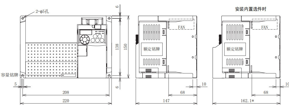 FR-E740-5.5K、7.5K-CHT尺寸圖